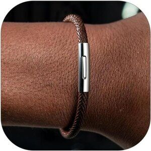 Personalized Leather Bracelet Custom Name Beads Mens Waterproof Cuff Gift